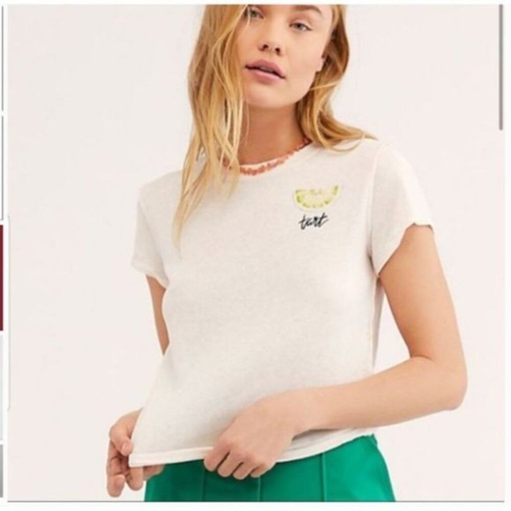 NWT FP We The Free Fruit Medley Lime Tart Tee Graphic Casual Elevated Basic Med